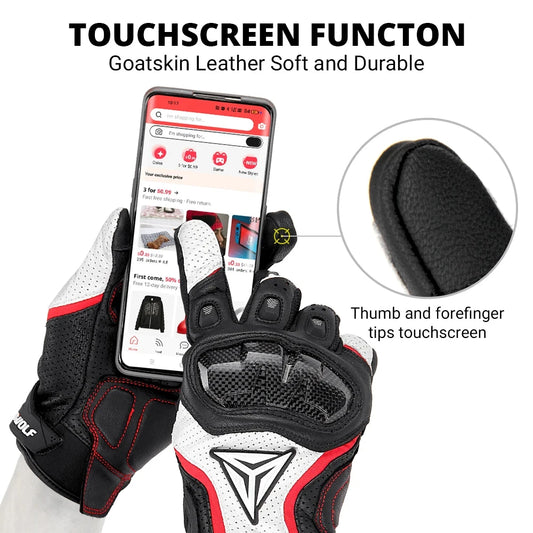 Motorcycle Gloves Breathable Real Leather