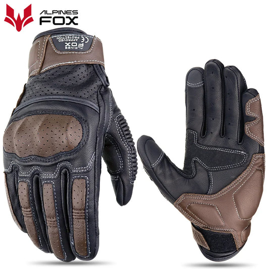 Brown Vintage Leather Motorcycle Gloves